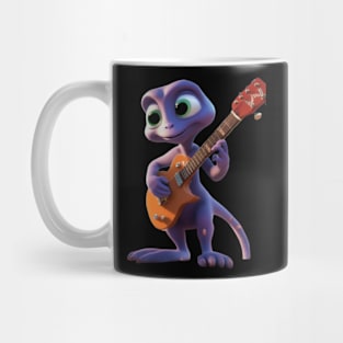 An Alien Cartoon Creature Playing The Guitar Mug